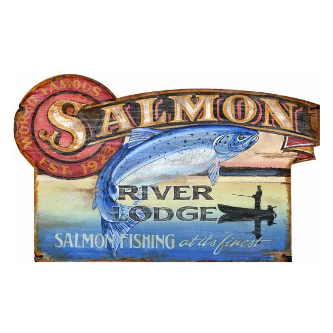 Salmon Fishing Personalized Wood Sign 