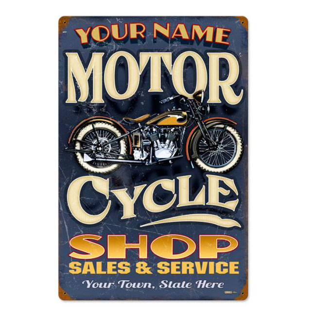 Motorcycle Shop Personalized Sign 