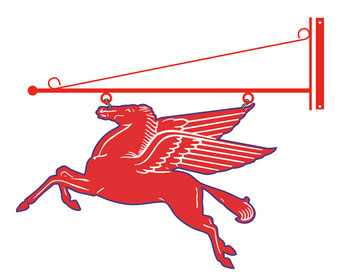 Mobil Pegasus Flying Red Horse Sign - Double Sided 