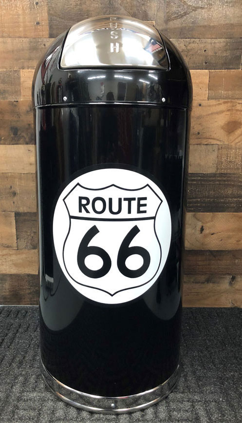 Retro Trash Can With Route 66 Graphics 
