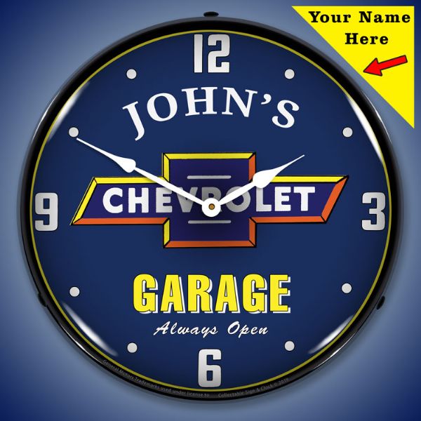 Chevrolet Garage Personalized Lighted Clock