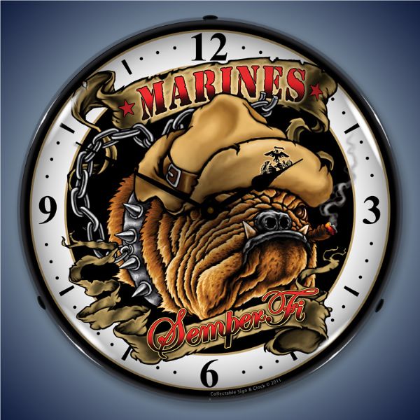Marine Bull Dog Clock
