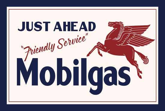 Mobil Gas Service Just Ahead Sign